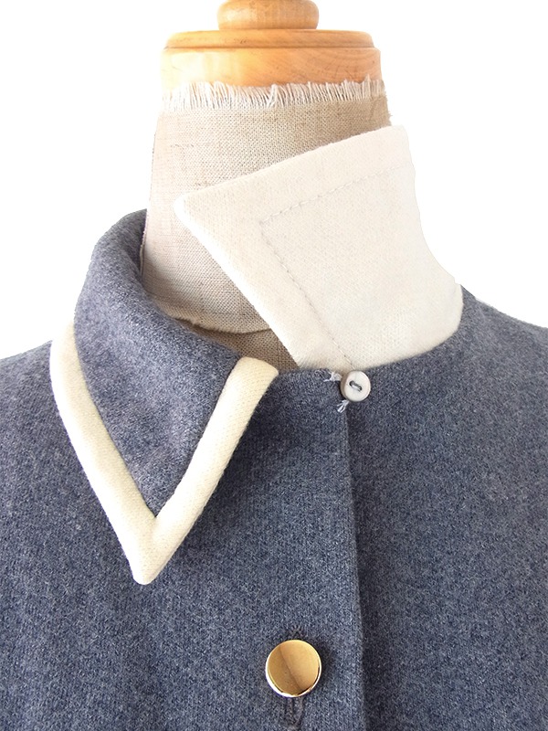 ヨーロッパ古着 フランス買い付け 60年代製 グレイ X ホワイトライニング Aライン ヴィンテージ ワンピース 25FC200