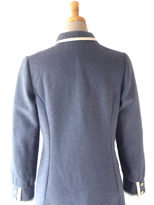 ヨーロッパ古着 フランス買い付け 60年代製 グレイ X ホワイトライニング Aライン ヴィンテージ ワンピース 25FC200