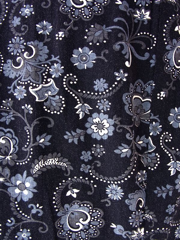 ヨーロッパ古着 フランス買い付け 60年代製 ネイビー X アイスグレイ ペイズリー柄 ポケット付き ヴィンテージ ワンピース 25FC202