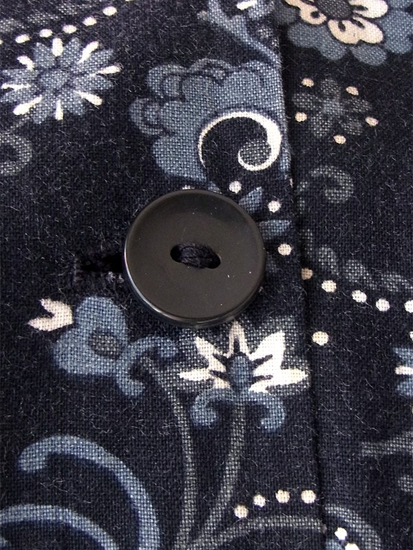 ヨーロッパ古着 フランス買い付け 60年代製 ネイビー X アイスグレイ ペイズリー柄 ポケット付き ヴィンテージ ワンピース 25FC202