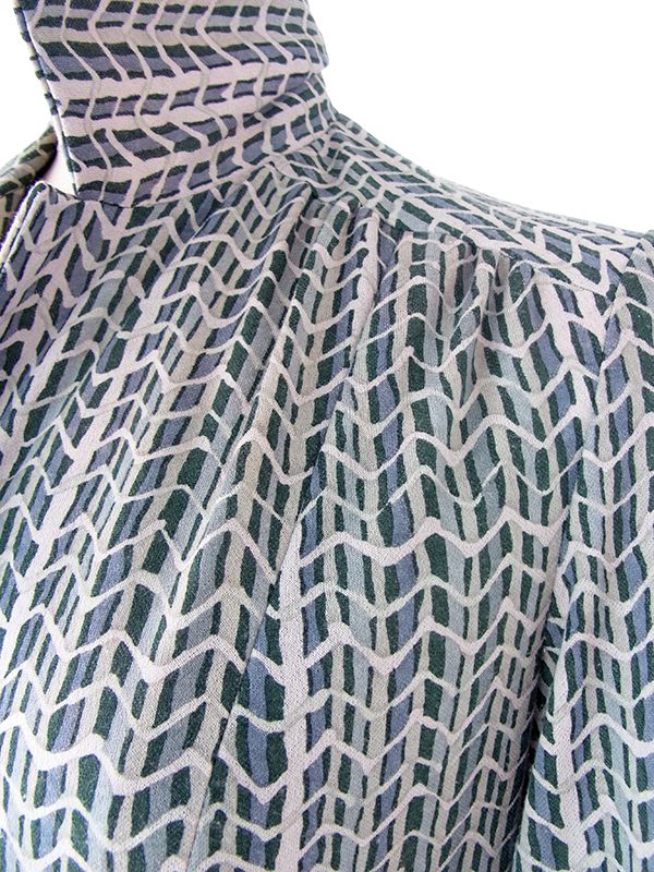 ヨーロッパ古着 フランス買い付け 60年代製 グレイ X スレート ヘンリボーン柄 ヴィンテージ ワンピース 25FC203