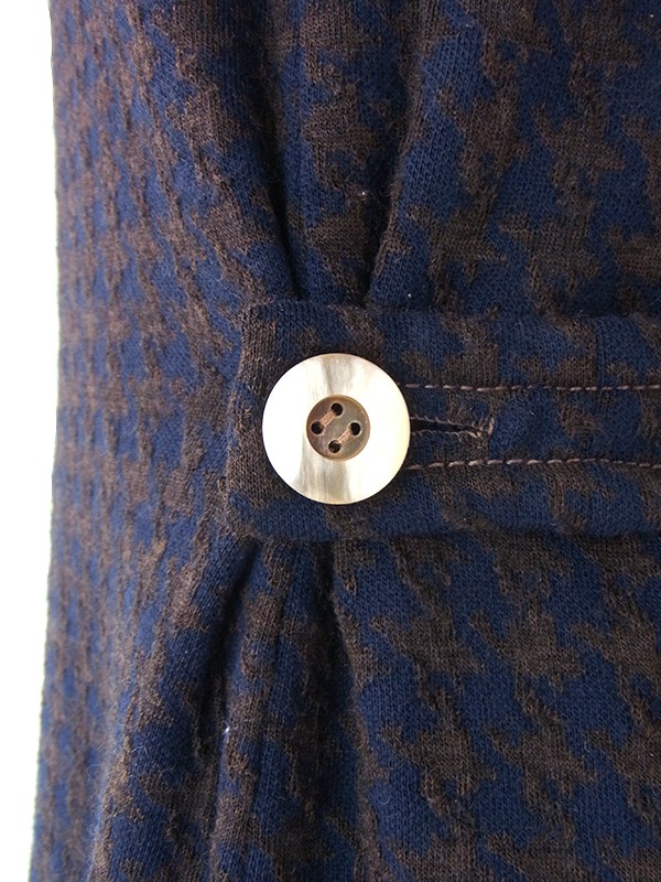 ヨーロッパ古着 フランス買い付け 60年代製 ダークブルー X ブラウン 千鳥格子 ヴィンテージ ウール ワンピース 25FC206