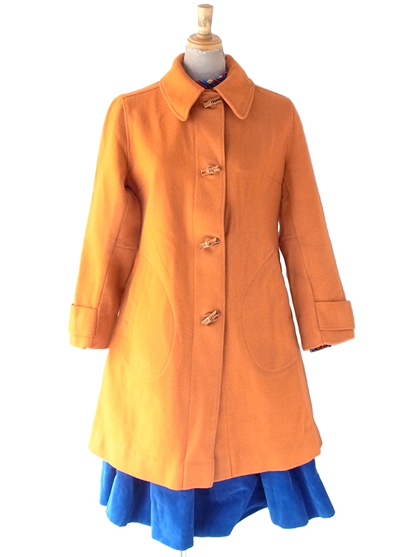 ヨーロッパ古着 フランス買い付け 60年代製 オレンジ X ヴィンテージ ウール コート 25FC306