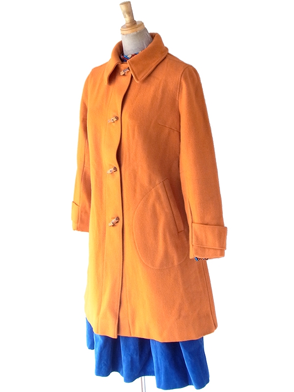 ヨーロッパ古着 フランス買い付け 60年代製 オレンジ X ヴィンテージ ウール コート 25FC306