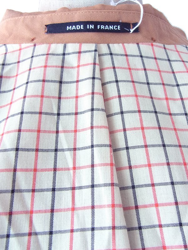 【送料無料】フランス買い付け 60年代製 ライトブラウン X チェック柄裏地 Aライン ヴィンテージ コート 25FC308【ヨーロッパ古着】