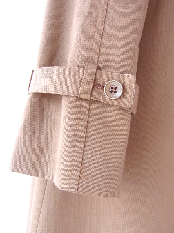 【送料無料】フランス買い付け 60年代製 ライトブラウン X チェック柄裏地 Aライン ヴィンテージ コート 25FC308【ヨーロッパ古着】