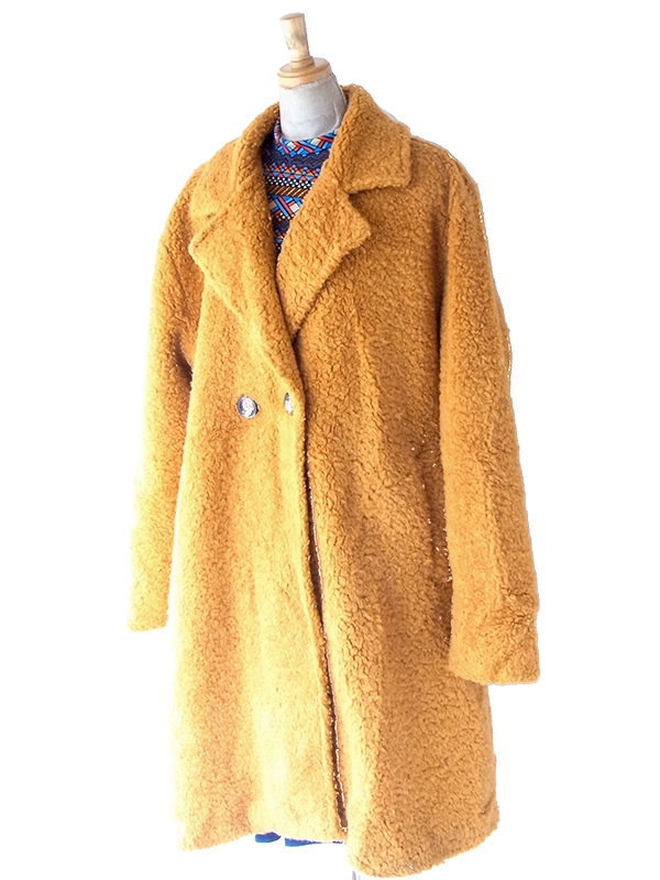 送料無料】 70年代イタリア製 ハニーイエロー X カールボア コート