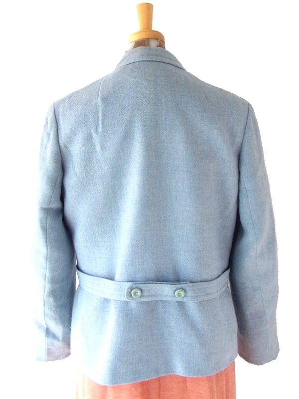 ヨーロッパ古着 60年代フランス製 パウダーブルー X 固定ベルト付き ヴィンテージ ジャケット 25FC312