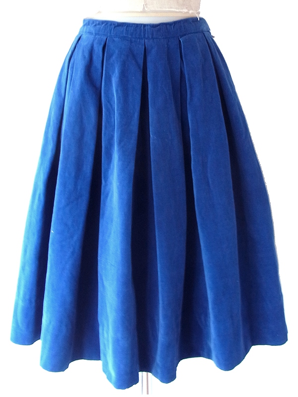 ヨーロッパ古着 フランス買い付け 60年代製 ロイヤルブルー X コーデュロイ ボックスプリーツ スカート 25FC314