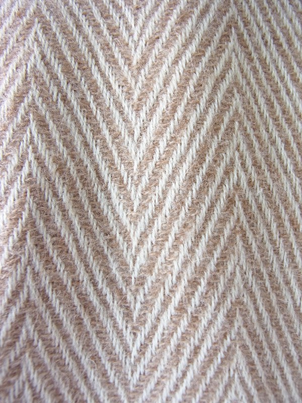 【送料無料】フランス製 ライトベージュ X 共布ベルト付き ヘンリボーン ウール ローブコート 26FC000【ヨーロッパ古着】