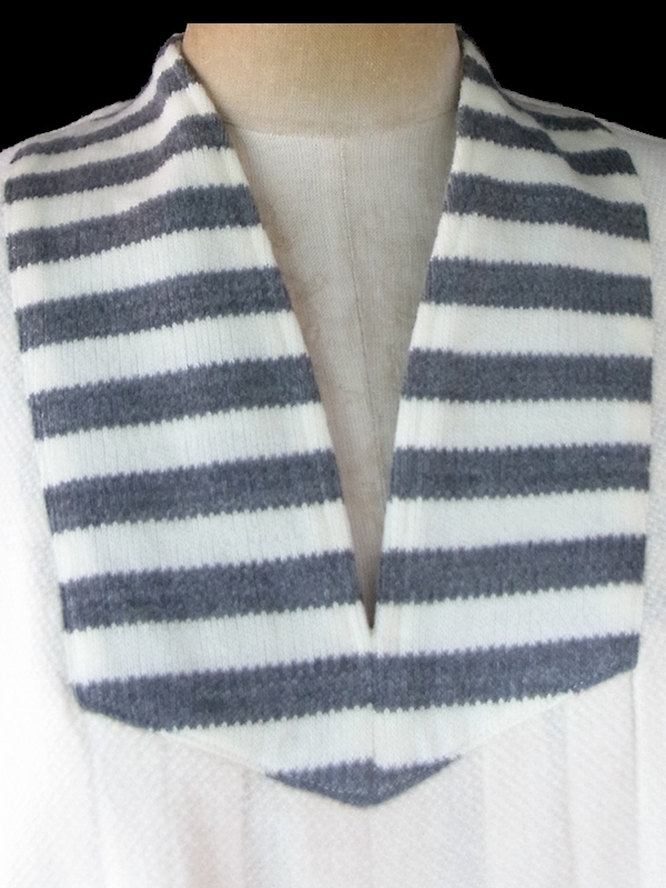 【送料無料】フランス買付け 60年代製 オフホワイト X グレイ ボーダー プリーツ ワンピース 26FC004【ヨーロッパ古着】