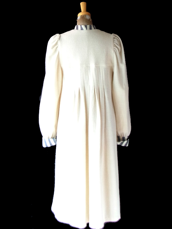 【送料無料】フランス買付け 60年代製 オフホワイト X グレイ ボーダー プリーツ ワンピース 26FC004【ヨーロッパ古着】