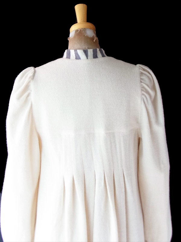 【送料無料】フランス買付け 60年代製 オフホワイト X グレイ ボーダー プリーツ ワンピース 26FC004【ヨーロッパ古着】