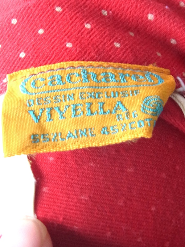 【送料無料】60年代フランス製 レッド ピンドット 丸襟 ギャザーワンピース 26FC007【ヨーロッパ古着】