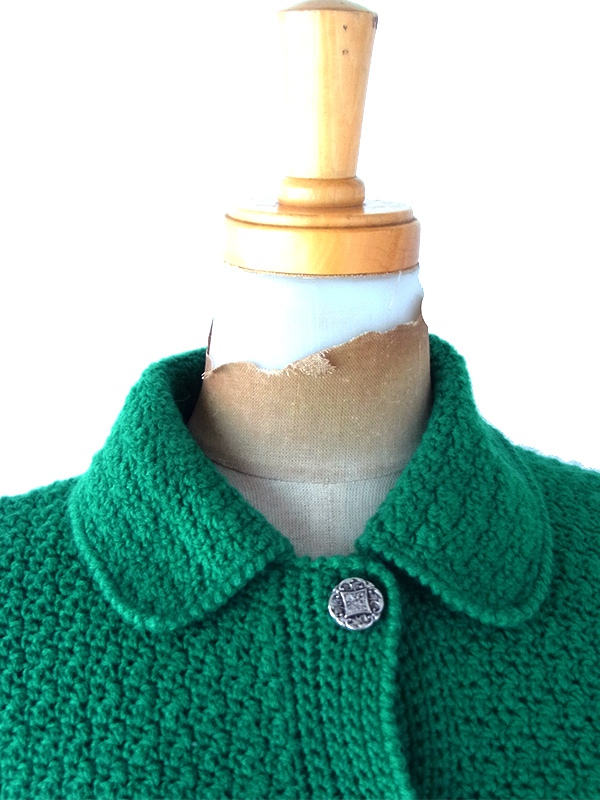 ヨーロッパ古着 フランス買付け 刻印入りシルバーボタン 鹿の子編み風 ウール カーディガン 26FC010