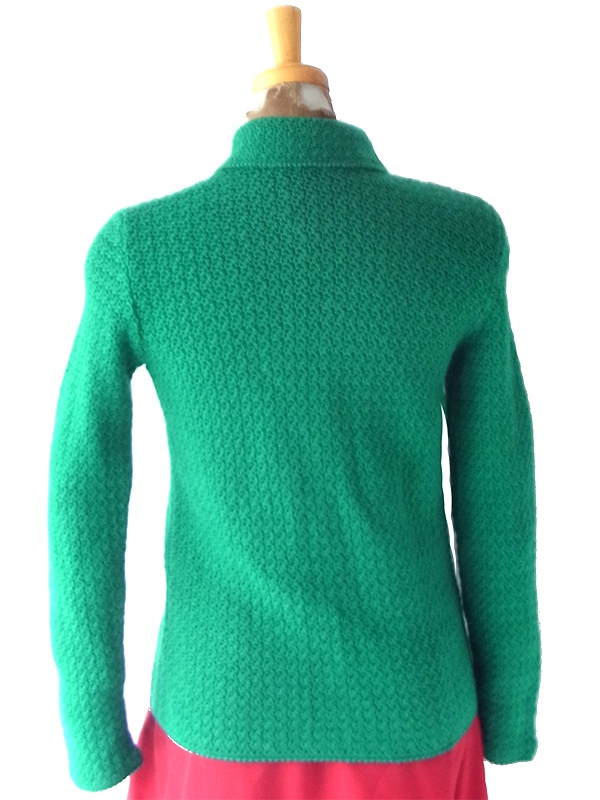 ヨーロッパ古着 フランス買付け 刻印入りシルバーボタン 鹿の子編み風 ウール カーディガン 26FC010