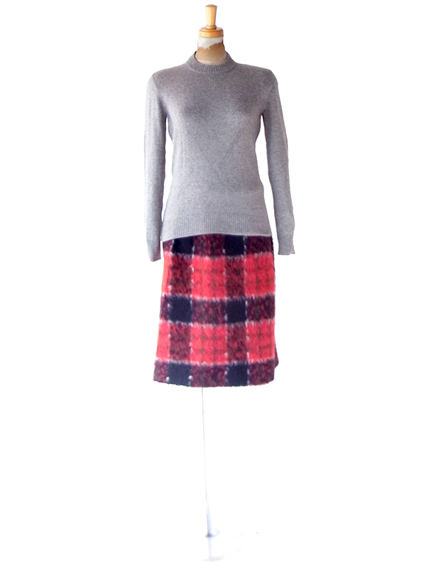 【送料無料】イタリア製 Fior-tricot グレー X カシミア100% ハイネックニットセーター 26ID085【レトロ古着】