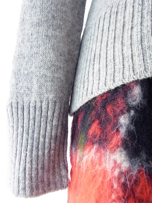 【送料無料】イタリア製 Fior-tricot グレー X カシミア100% ハイネックニットセーター 26ID085【レトロ古着】