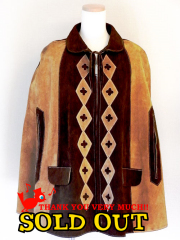 Vintage 古着 ヴィンテージ スエード ポンチョ メキシコ ロンドン買い付けメキシコ製60'sヴィンテージレザーポンチョ:古着 09UK171