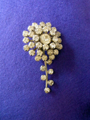 【アクセサリー】ロンドン買い付けシルバーX 花クリアラインストーン アンティーク ブローチ　09UK257【ヨーロッパ古着】