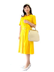 アンティーク ビンテージ 70s USA 透 イエロー ミニ ワンピース 美品 60's～70'sヴィンテージ ミニワンピース マルチカラー – 古着屋