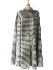 希少 vintage ウール ツイード コート レトロ 古着 送料無料】60年代イギリス製 ライトベージュ X グリーン