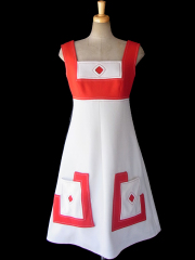 ヨーロッパ古着 ロンドン買い付け 60年代製 水色 X 黄緑 レトロ花柄 山道テープ フロントジップ ワンピース 16OM332