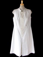70’sゴールド X シアン ヴィンテージプリーツ ドレス[ヨーロッパ古着]M ヨーロッパ古着】ロンドン買い付け 70年代製 イエロー X