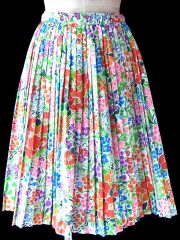 ヨーロッパ古着 フランス買い付け 70年代製 カラフル花柄 プリーツ スカート 25FC014