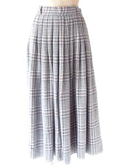 ヨーロッパ古着 フランス買い付け 60年代製 グレイ X レッドステッチ 千鳥格子 ヴィンテージ ウール スカート 25FC212
