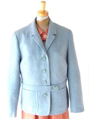 ヨーロッパ古着 60年代フランス製 パウダーブルー X 固定ベルト付き ヴィンテージ ジャケット 25FC312