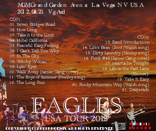 コレクターズCD　The Eagles(イーグルス）　2012年アメリカツアー