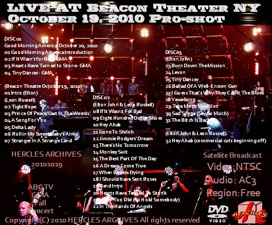 コレクターズCD　Elton John & Leon Russell/Beacon Theater, NY 2010.10.19
