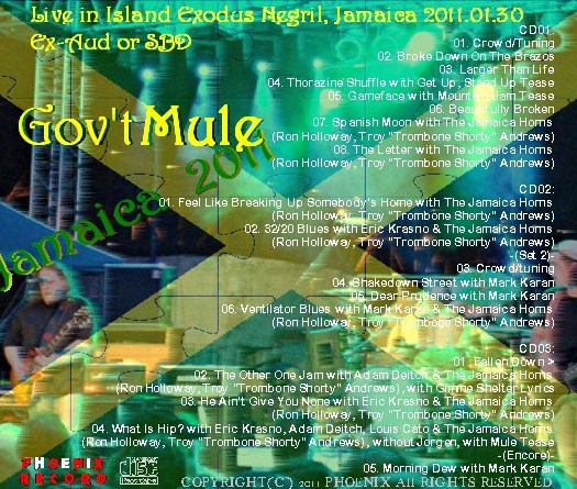 コレクターズCD　Gov't　Mule(ガヴァメントミュール)　2011年　ジャマイカ公演