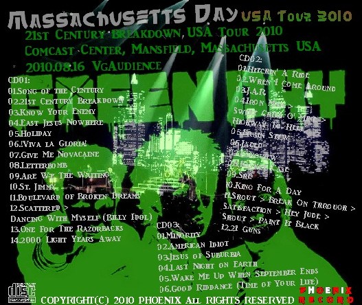 コレクターズCD グリーン・デイ (Green Day) 2010年アメリカツアー/Massachusetts