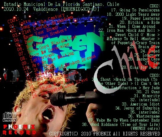 コレクターズCD　Green Day（グリーン・ディ）2010年　南米ツアー　チリ