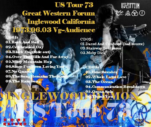 コレクターズCD Led Zeppelin（レッド・ツェッペリン1973年アメリカツアー）Inglewood