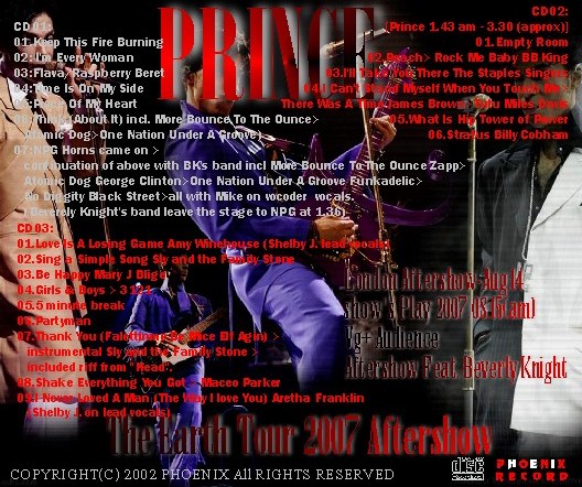 コレクターズCD プリンス（Prince The Earth Tour 2007) london Aftershow