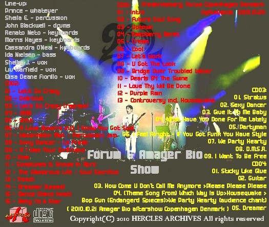 コレクターズCD プリンス（Prince w Sheila E)/20ten Tour 2010
