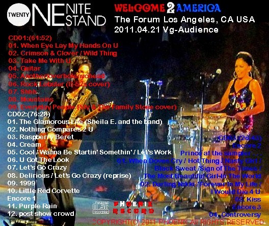 コレクタ-ズCD  Prince(プリンス　2011年アメリカツアー　LA）Twenty One Night Stand　2011.04.21