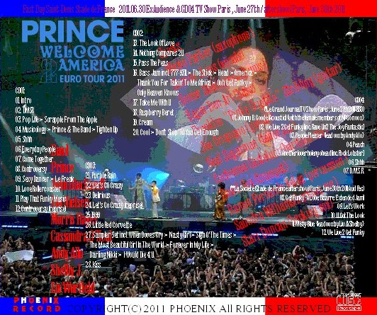 コレクターズCD Prince (プリンス）Euro Tour 2011 初日　フランス