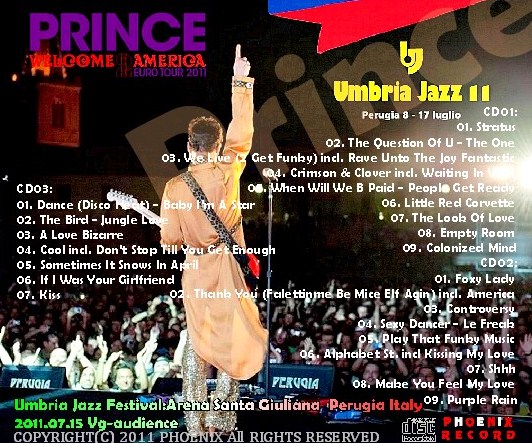 コレクターズCD Prince (プリンス）Euro Tour 2011 Umbria Jazz Festival