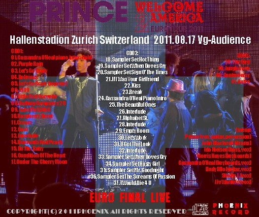コレクターズCD Prince (プリンス）Euro Tour 2011 最終日　Switzerland