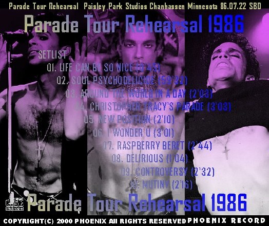 コレクターズCD プリンス（Prince Parade Tour Rehearsal 86)Paisley Park Studios