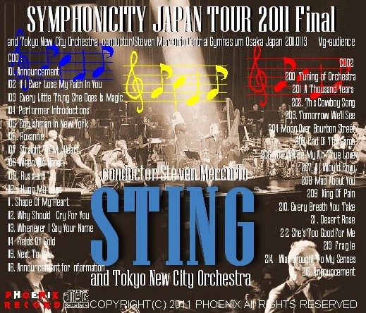 コレクターズCD　スティング（Sting)2011年日本公演　初日　2011.01.13　大阪