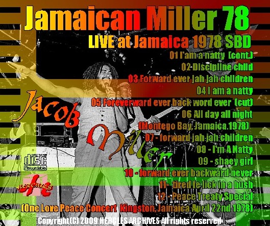 コレクターズCD Jacob Miller（ジェイコブ・ミラー）78年ライブ