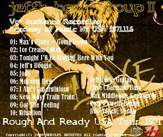 コレクターズCD　Jeff Beck(ジェフ・ベック）1971年　アメリカツアー