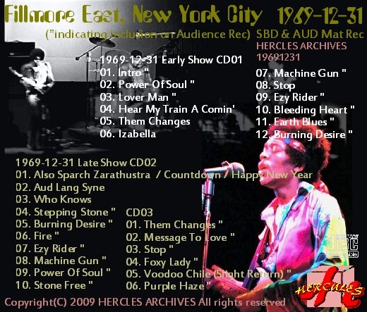 コレクターズCD　Jimi Hendrix（バンドオブジプシー）Fillmore East　69.12.31