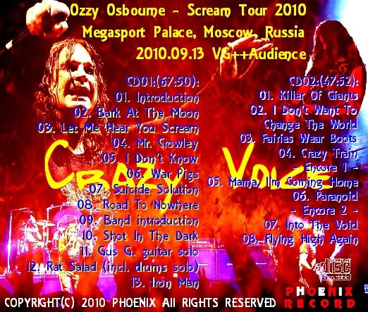 コレクターズCD　Ozzy Osbourne(ｗ/ガス・G（Gus G） Scream Tour 2010 Moscow