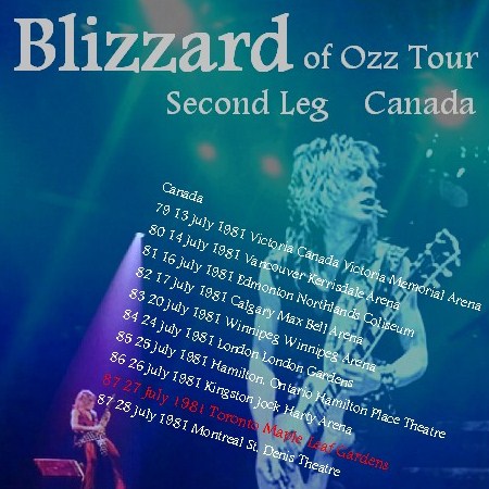 コレクターズCD　Ozzy Osbourne(ｗ/ランディ・ローズ　Blizzard of Ozz tour Second Leg CANADA 81）/81.7.27 Maple Leafs ,Canada